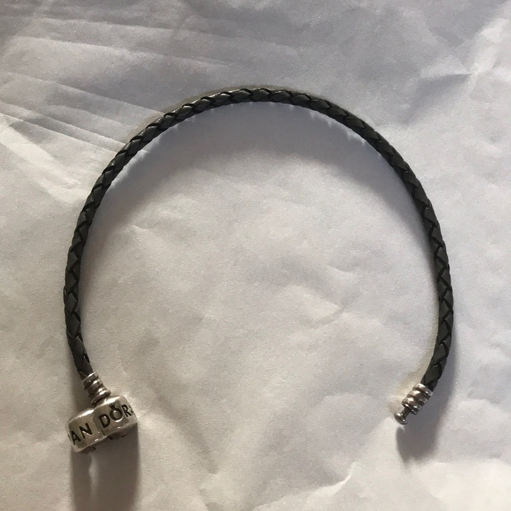 Pandora gray leather braided bracelet
